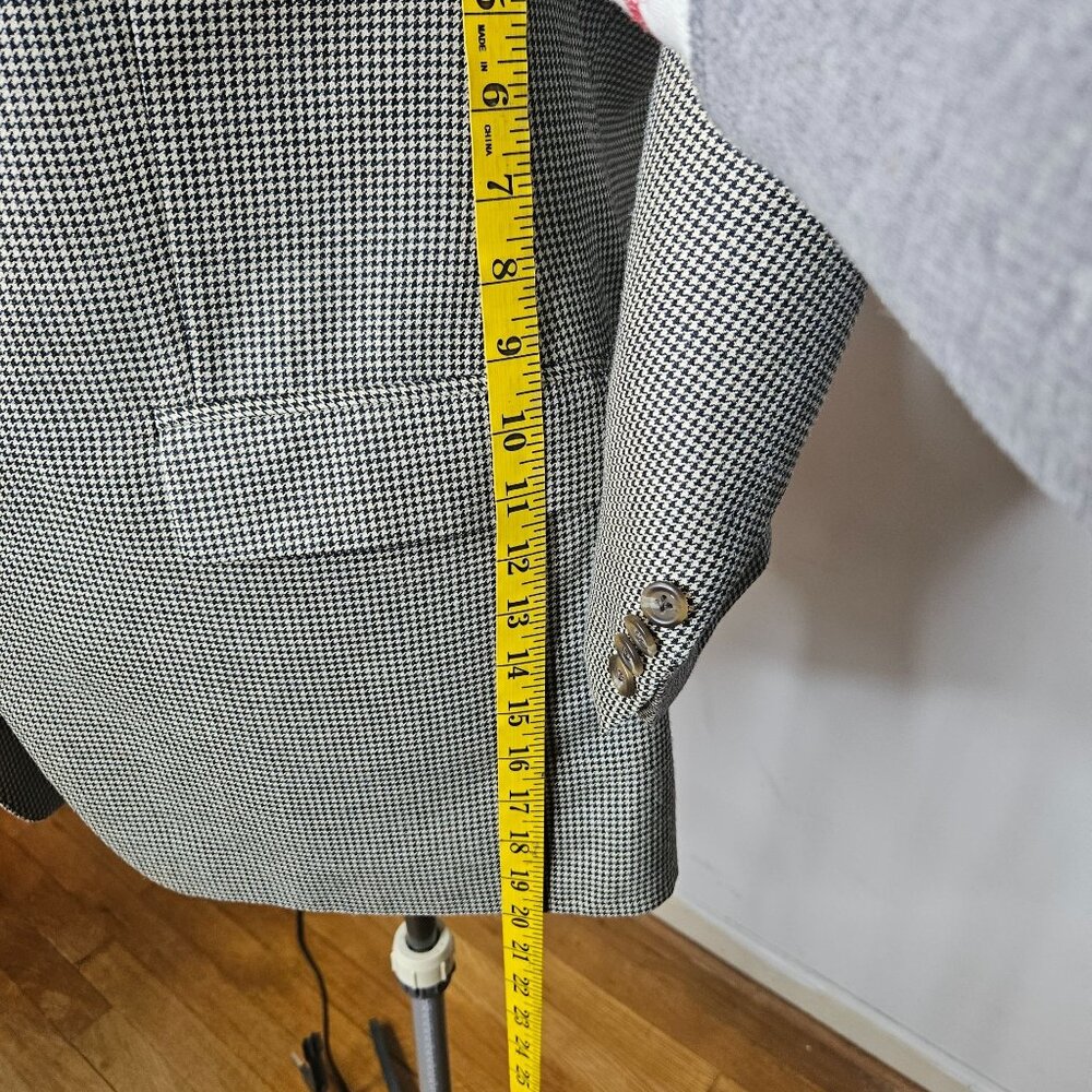 Lauren Ralph Lauren Mens Houndstooth Blazer 3-Button Wool Blend Size 42R Black & - Picture 15 of 16